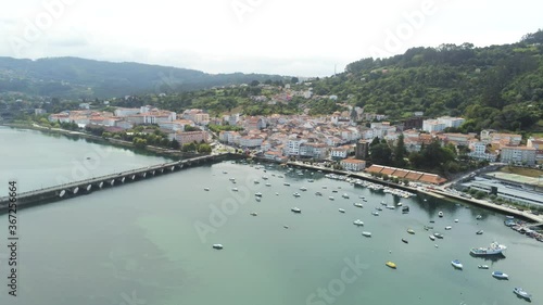 Coastal village in the Camino de Santiago. Galicia,Spain. Aerial Drone Video photo