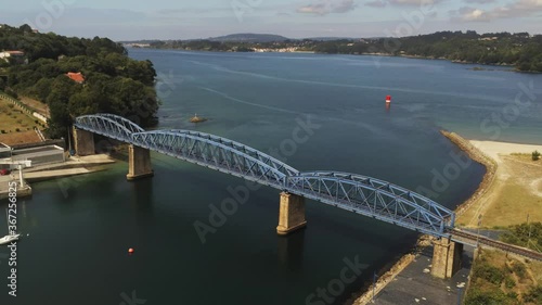 Coastal village in the Camino de Santiago. Galicia,Spain. Aerial Drone Video photo