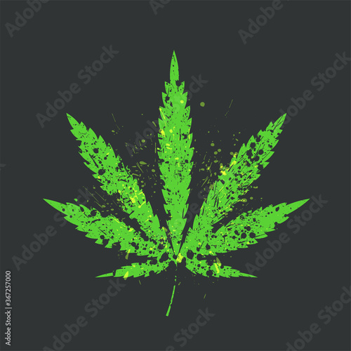 Cannabis leaf in grunge style vector illustration