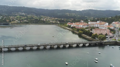 Coastal village in the Camino de Santiago. Galicia,Spain. Aerial Drone Video photo