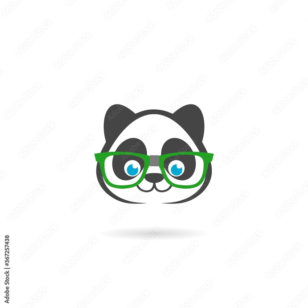 Cute panda bear icon with shadow Cute panda bear icon with shadow