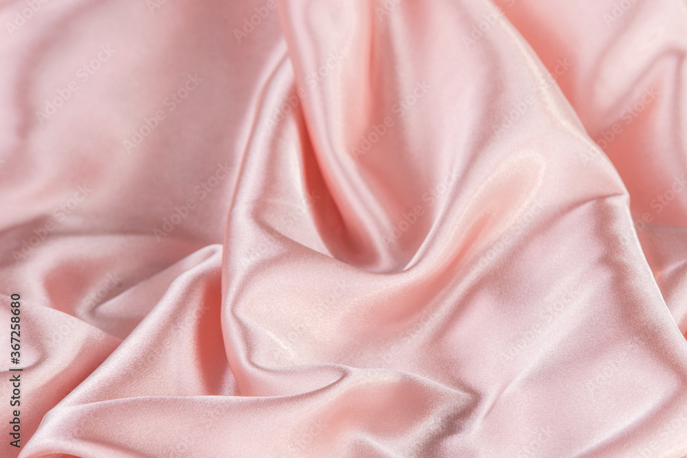 Obraz premium Close up. Pink silk wrinkle fabric texture.