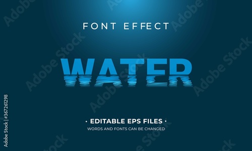 Water font effect. font effect with reflection of water vector design