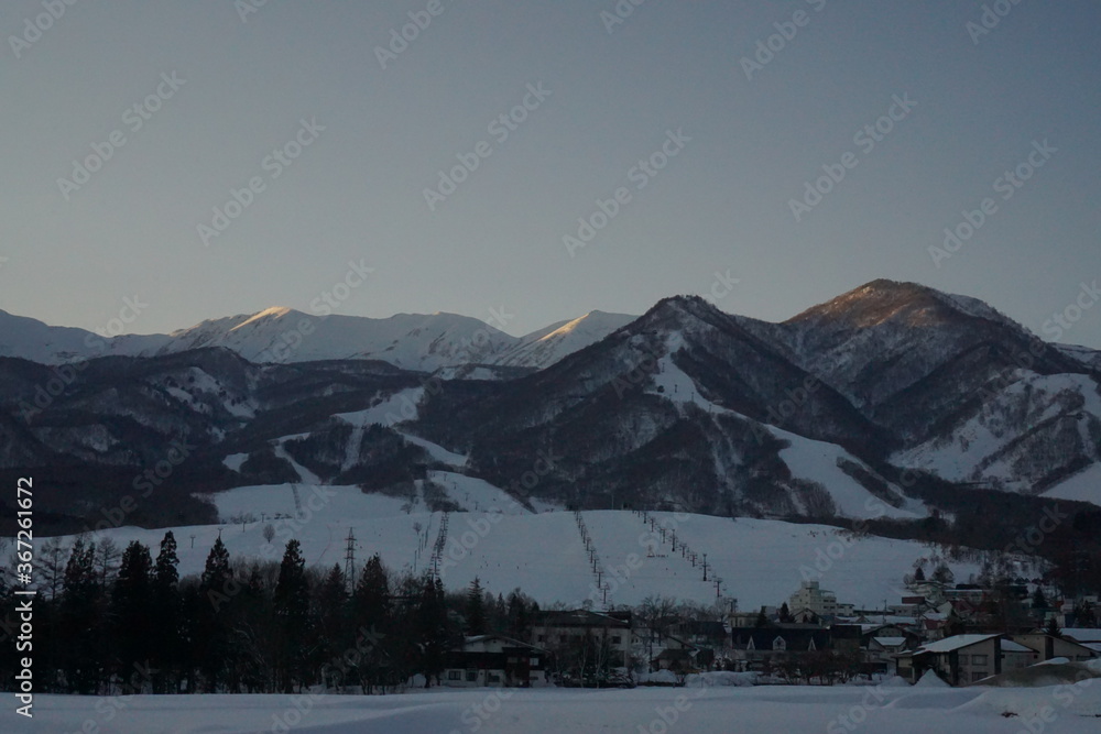 winter in the mountains, the ski resort, Hakuba, Japan