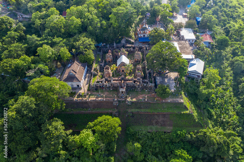 Chiso temple at Takeo Province, Cambodia shot by aerial  © Nhut