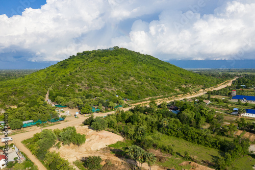 Chiso temple at Takeo Province, Cambodia shot by aerial  photo