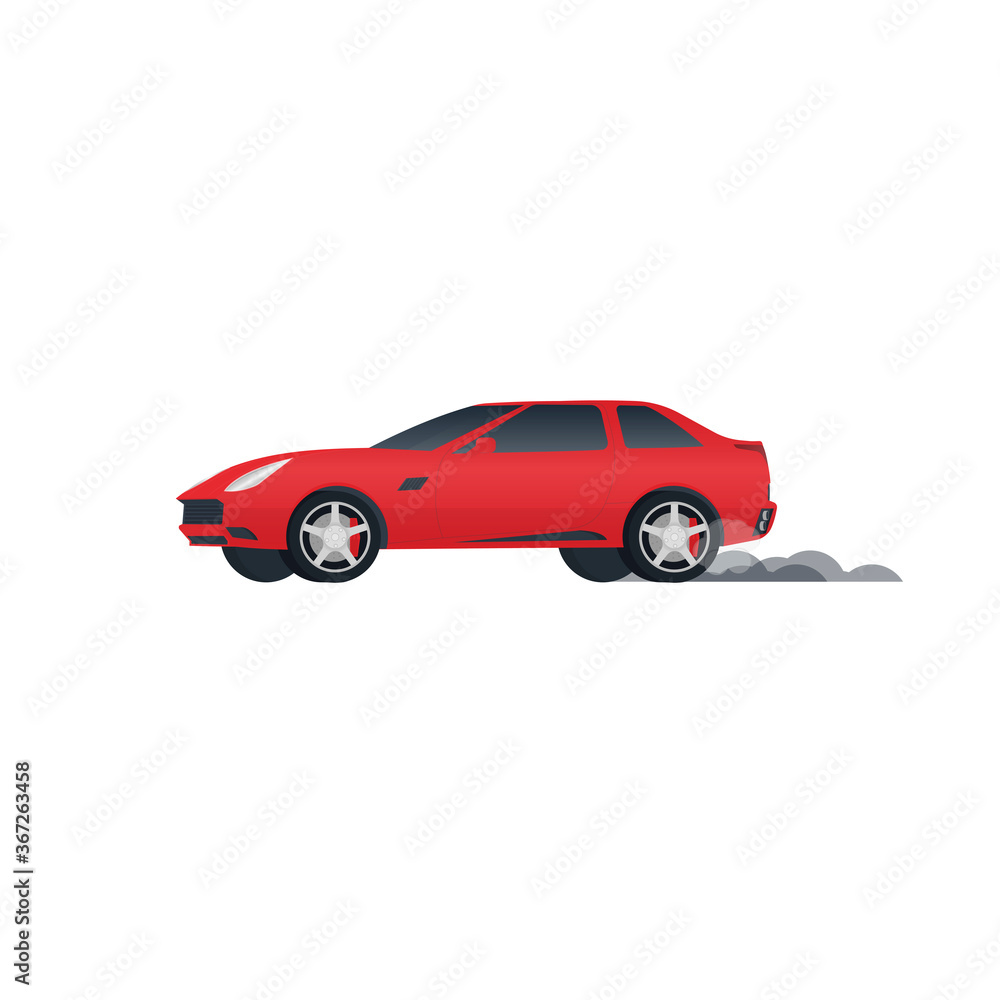 Car. Fast driving, vector illustration