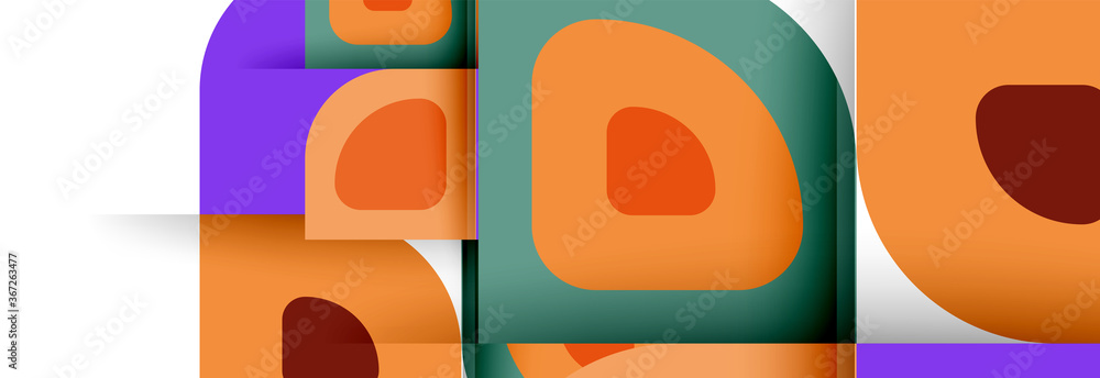 Fototapeta premium Set of vector modern geometric abstract backgrounds with repeating abstract round shapes patterns and shadow effects