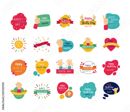 happy youth day bundle of letterings