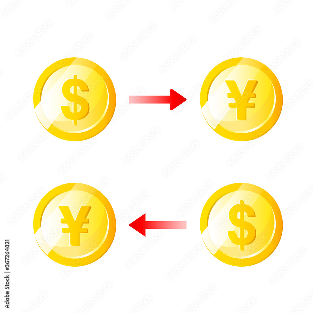 コイン 円とドルのベクターイラスト(為替3) コイン 円とドルのベクターイラスト(為替3)