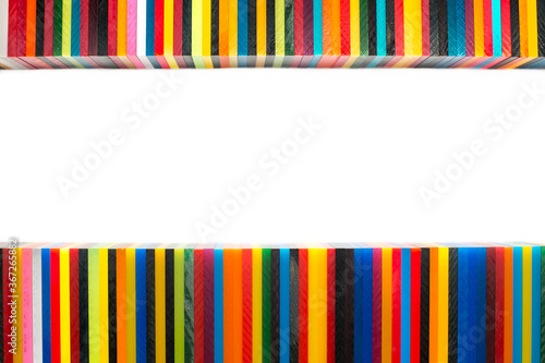 Foto bottom of the image frame made frome color plastic acrylic shape plexiglas on wh