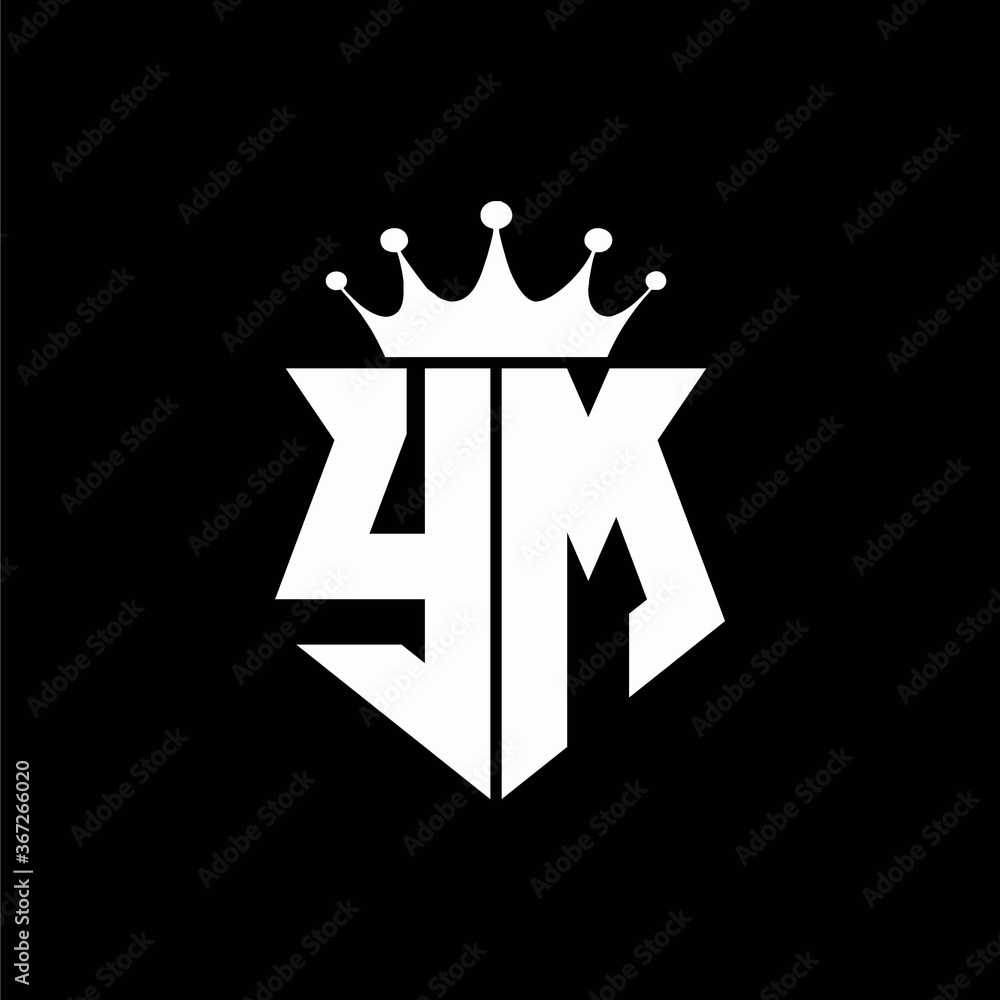 ym logo monogram shield shape with crown design template Stock Vector ...