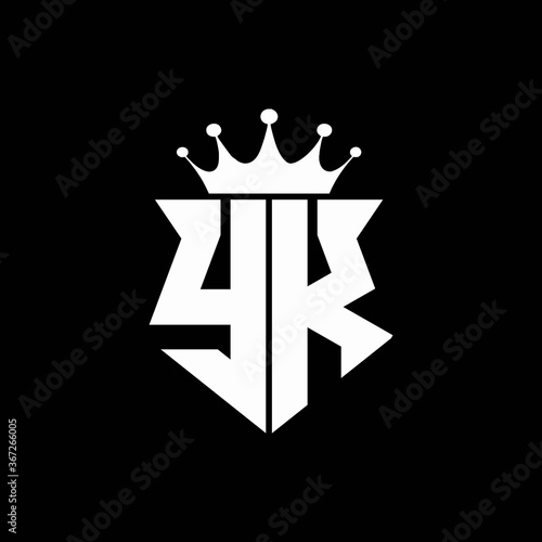 yk logo monogram shield shape with crown design template photo