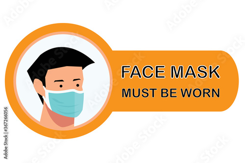 Notice Face Mask Must Be Worn Vertical Warning Poster Sign against the Spread of Coronavirus