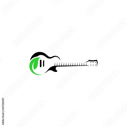 Guitar with Leaf design vector template. Simple set of electric guitar vector icons