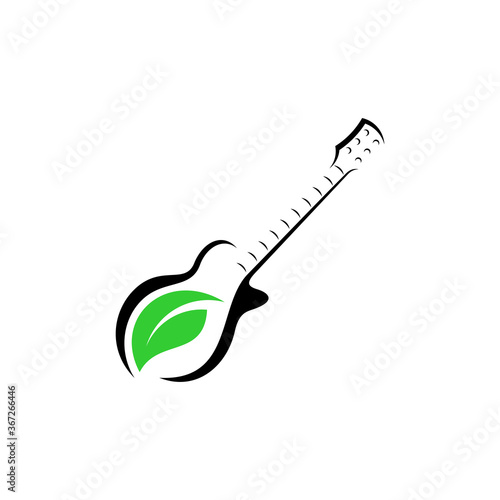 Guitar with Leaf design vector template. Simple set of electric guitar vector icons