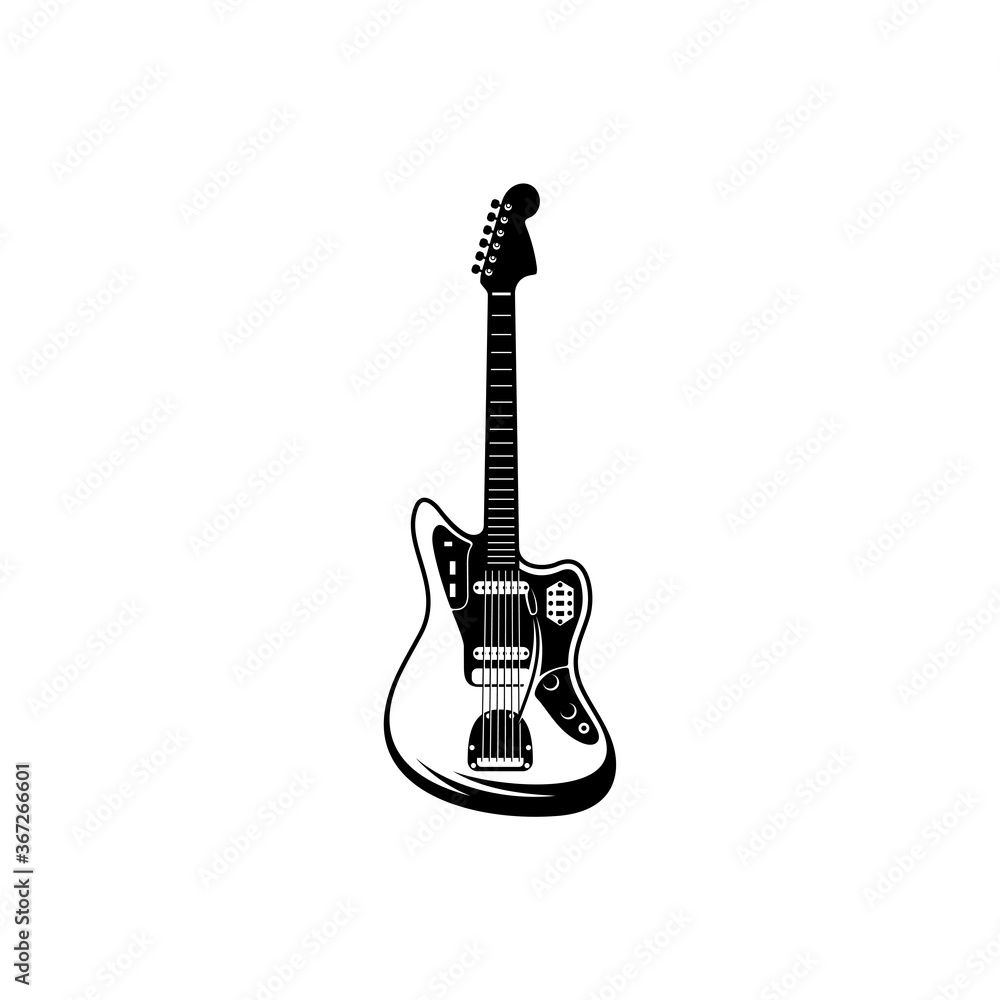 Naklejka premium Electric guitar design vector template. Simple set of electric guitar vector icons