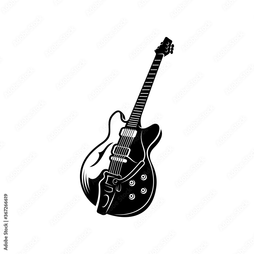 Naklejka premium Electric guitar design vector template. Simple set of electric guitar vector icons