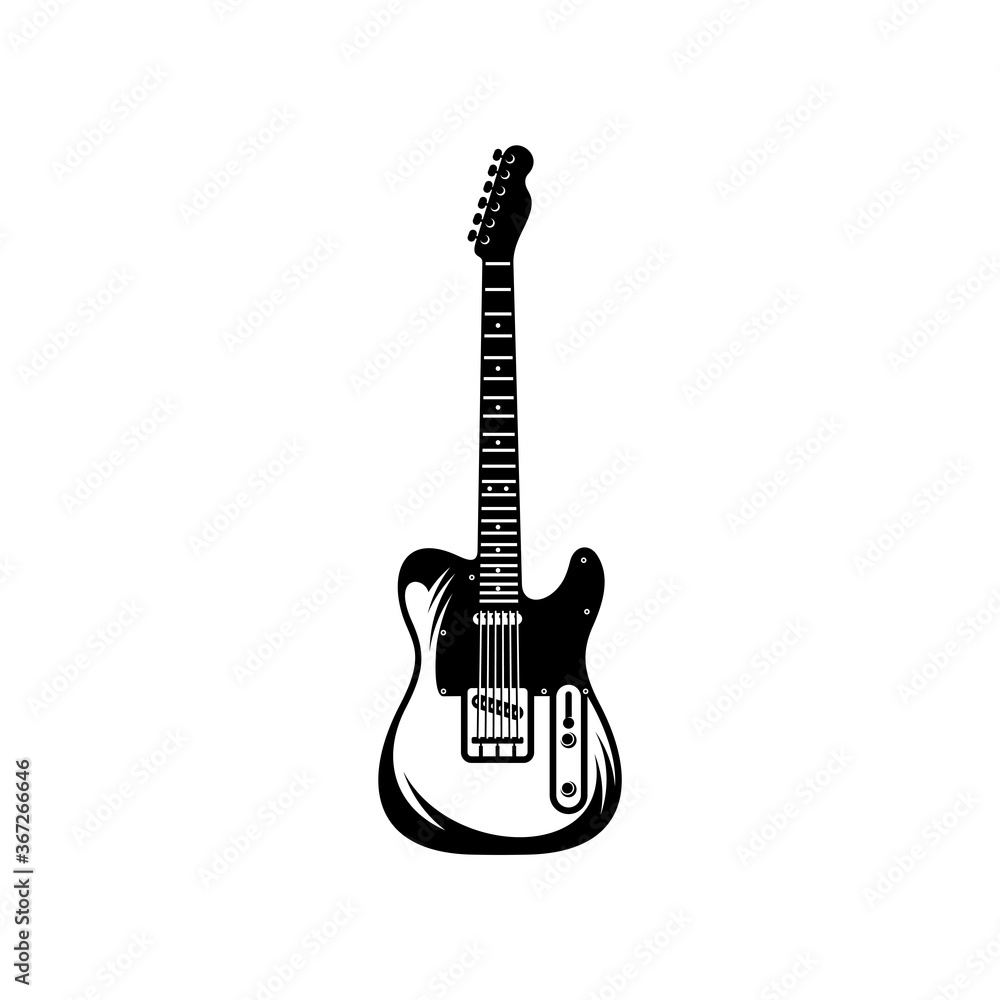 Electric guitar design vector template. Simple set of electric guitar vector icons
