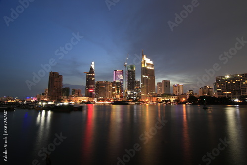 Artwork  Ho Chi Minh city skyline aerial panoramic view at night