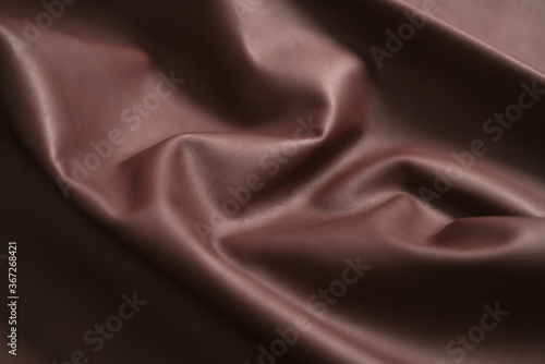Full grain soft crumpled brown closeup leather shot