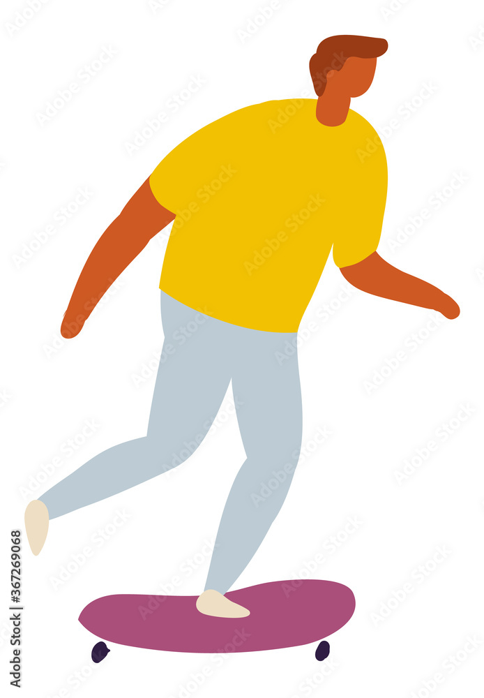 Man, Guy on skateboard Flat Character Vector Man, Guy on skateboard Flat Character Vector