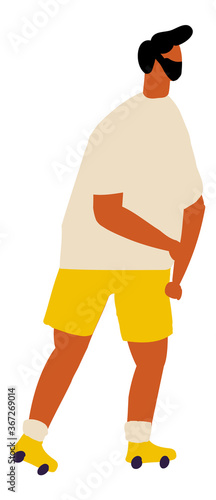 Man, Guy on roller skates Flat Character Vector