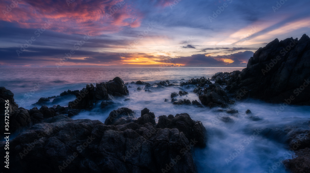 beautiful sunset and smooth wave on coastline in Banana beach, Phuket, Thailand beautiful sunset and smooth wave on coastline in Banana beach, Phuket, Thailand