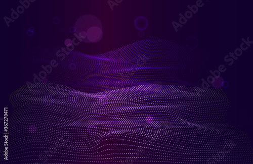 Modern futuristic wavy lines background. Science technology vector background. Data stream. Data center wide grid network