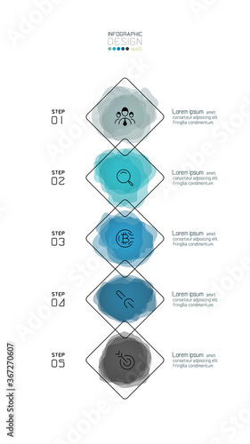 Square abstract design 5 steps use with to explanation about structure