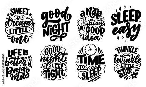 Lettering Slogan about sleep and good night. Vector illustration design for graphic, prints, poster, card, sticker and other creative uses