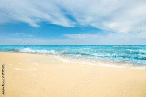 Sea waves rolling on beautiful sandy beach. Summer vacation © New Africa