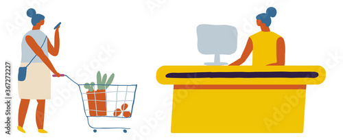 Cashier, Flat People Illustration Flat Vector