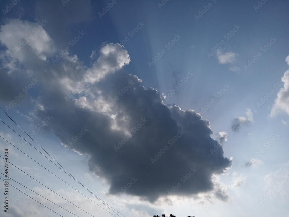 beautiful image of blue sky and lighting of sun on white clouds beautiful image of blue sky and lighting of sun on white clouds