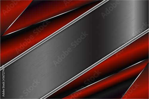  Metallic background.Red with gray and silver dark space. Metal technology concept.