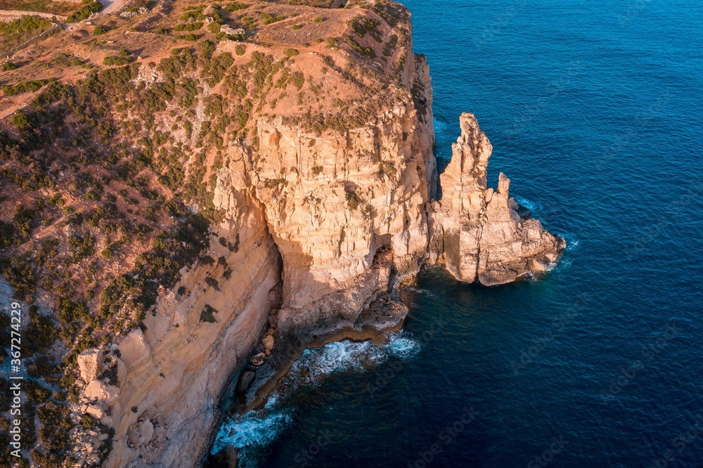 Aerial view of the Bengħajsa Cliffs, South-East of Malta