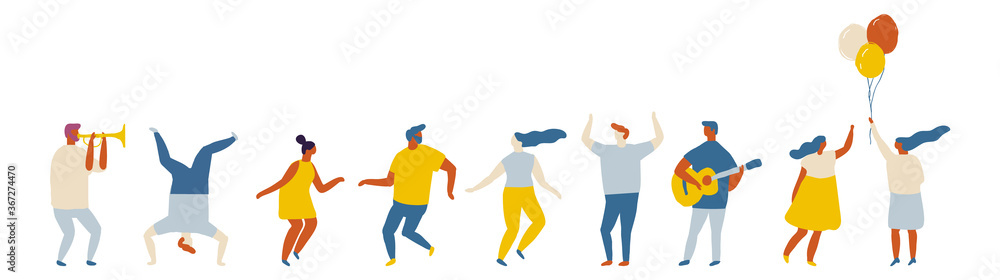 Fototapeta premium Party People Flat Vector