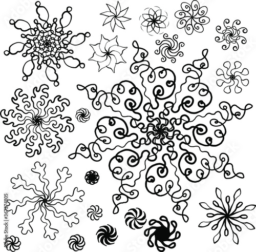 set of vector floral elements