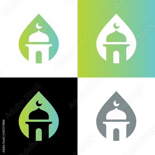 Abstract mosque logo icon design, modern islamic building symbol - Vector