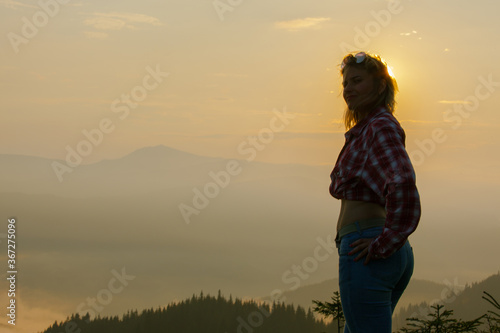 girl tourist high in the mountains © Farik