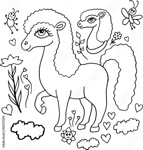 hand drawn vector illustration of a cartoon unicorn
