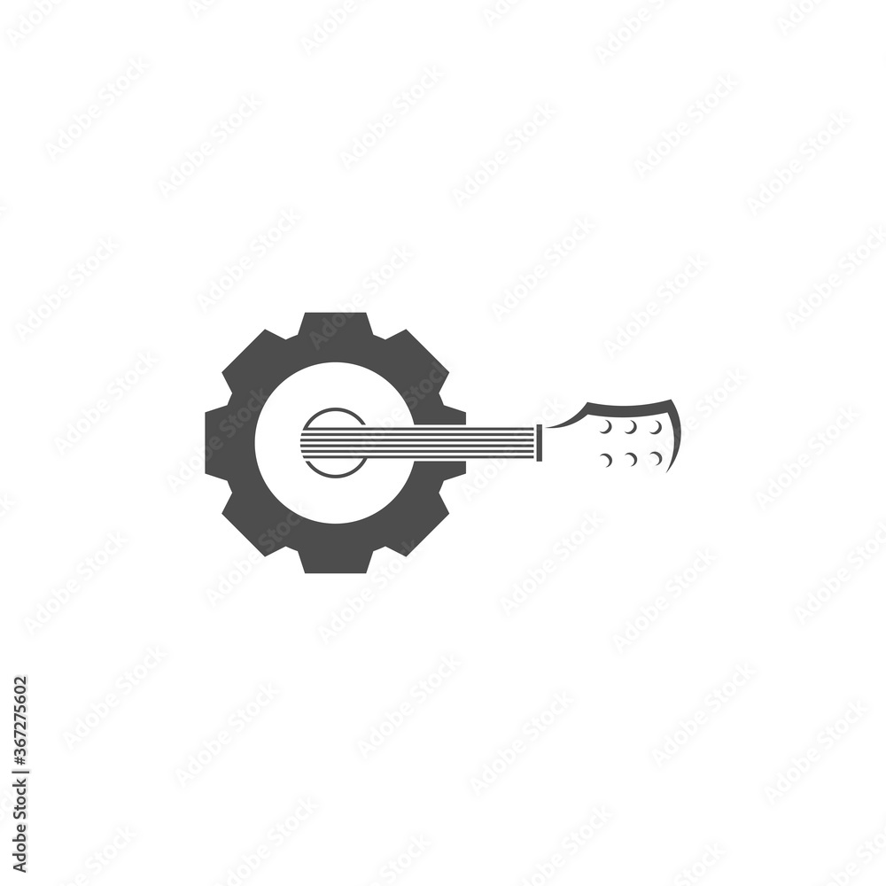 Guitar with Gear design vector template. Simple set of electric guitar vector icons Guitar with Gear design vector template. Simple set of electric guitar vector icons