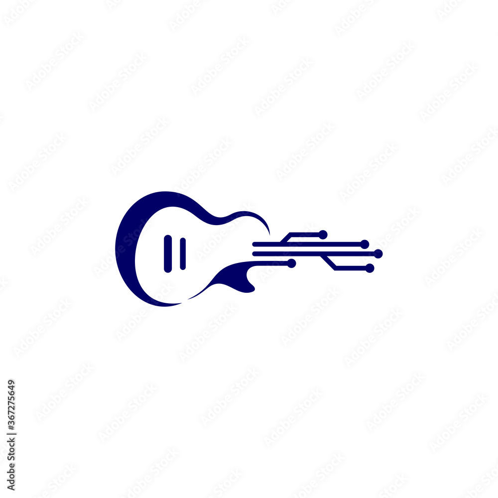 Tech Guitar design vector template. Simple set of electric guitar vector icons Tech Guitar design vector template. Simple set of electric guitar vector icons