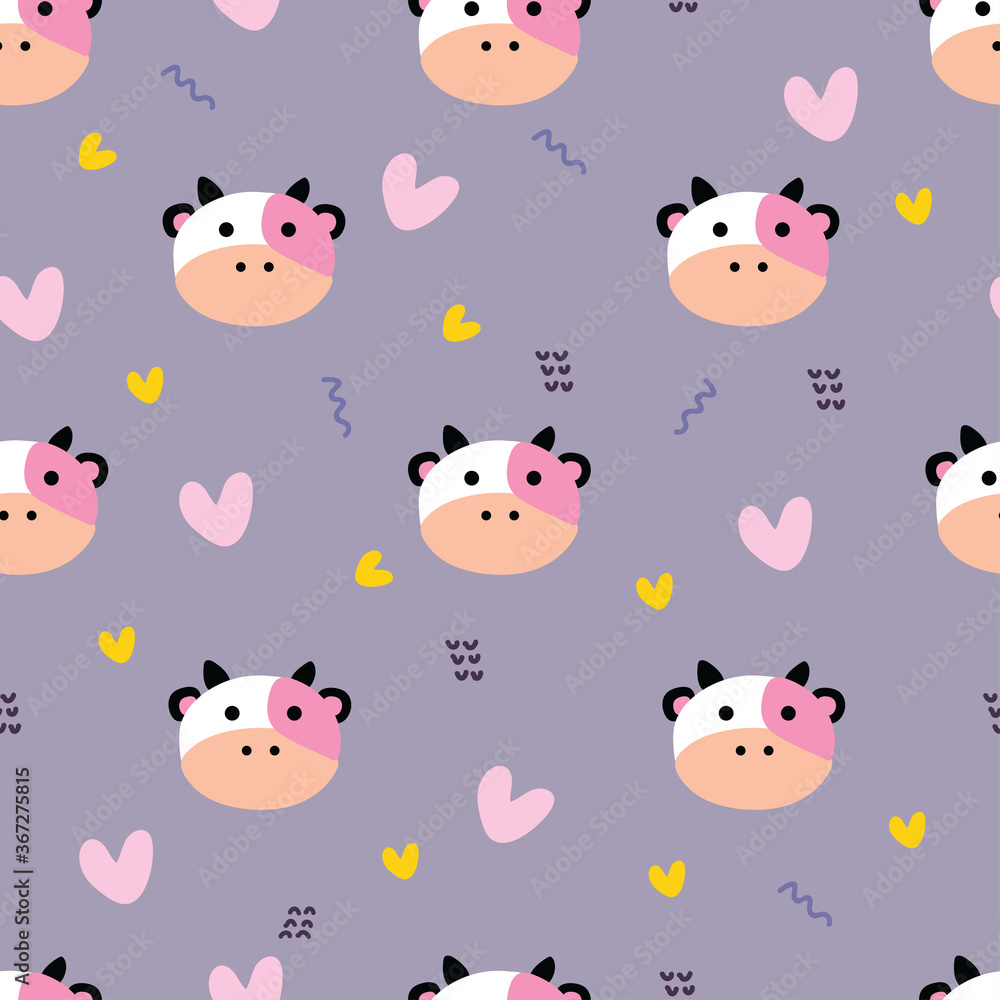 Seamless pattern cute animals in pastel background. simple vector for gift wrapping paper, fabric print.