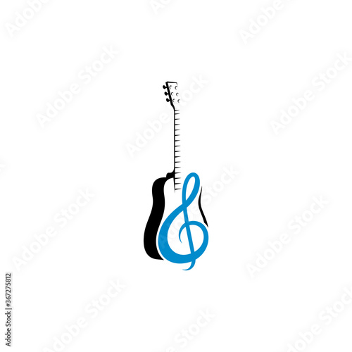 Guitar logo concept design vector template. Simple set of electric guitar vector icons
