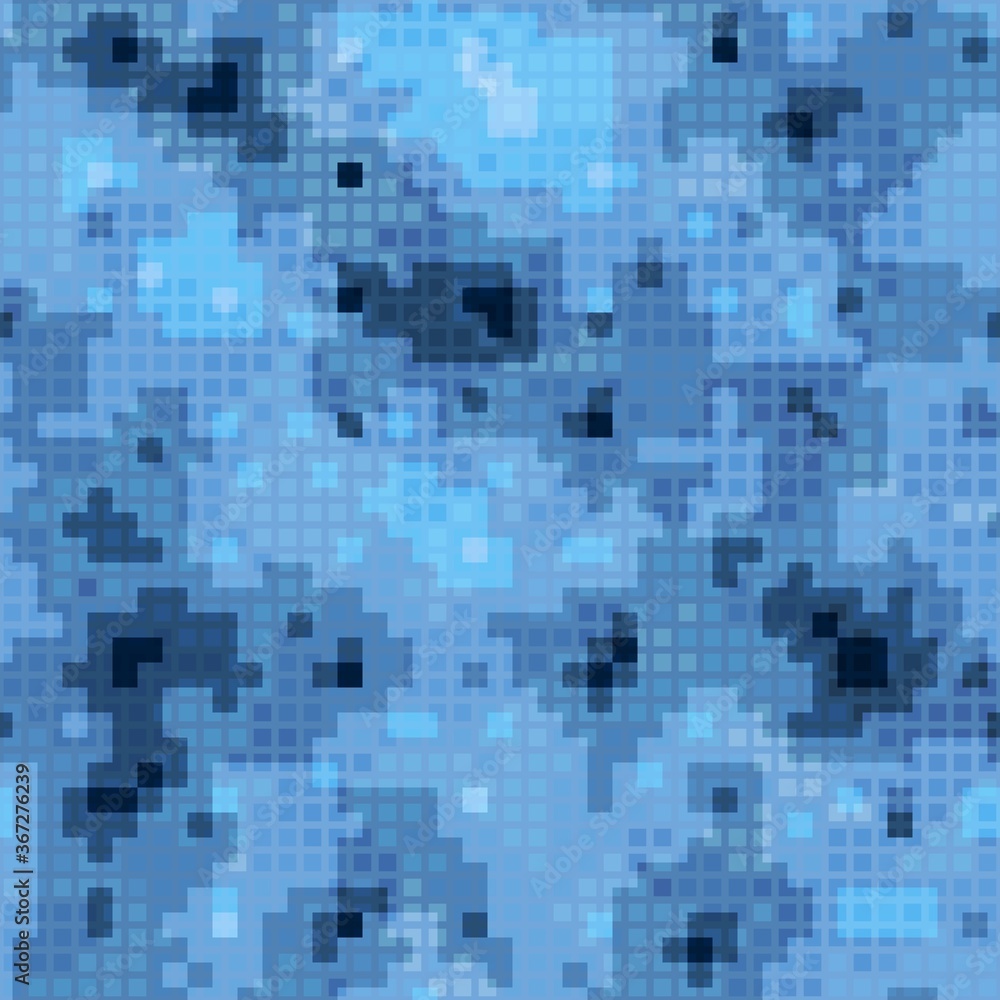 Fototapeta premium Military camouflage seamless pattern. Urban digital pixel style.