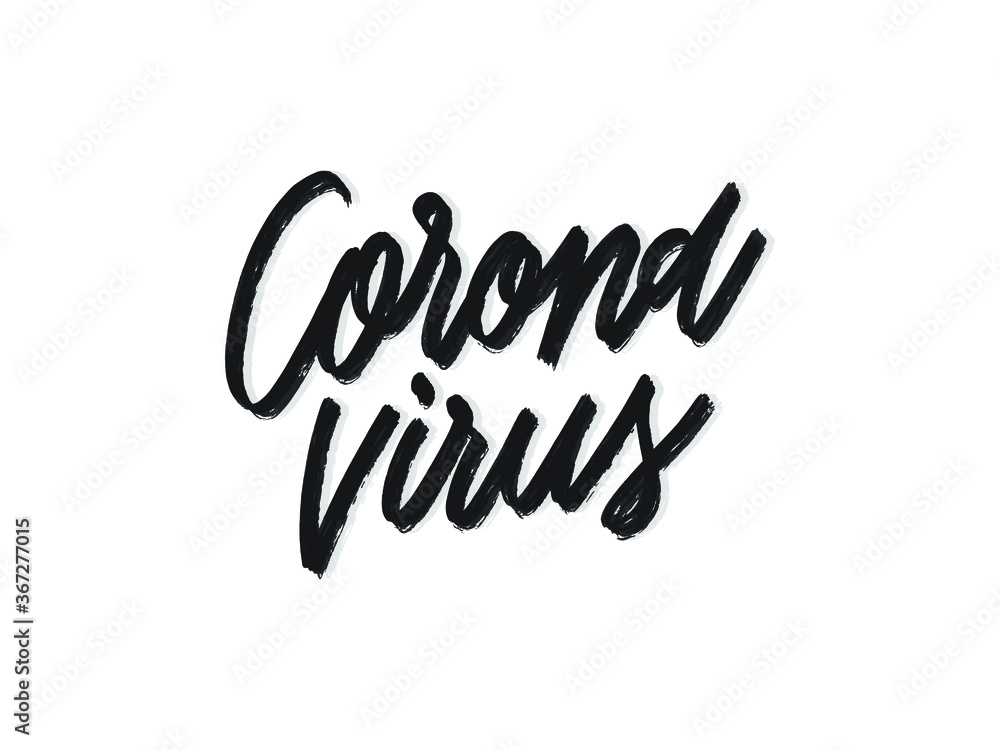 corona virus. Hand written lettering isolated on white background.Vector template for poster, social network, banner, cards. corona virus. Hand written lettering isolated on white background.Vector template for poster, social network, banner, cards.