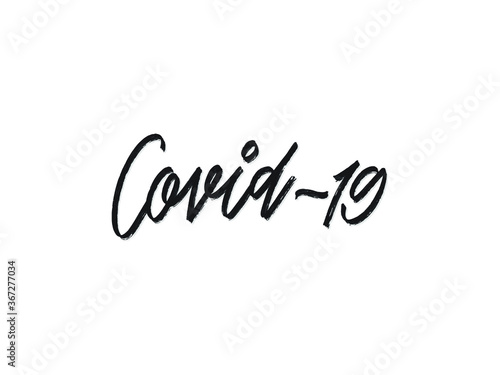covid19. Hand written lettering isolated on white background.Vector template for poster  social network  banner  cards.