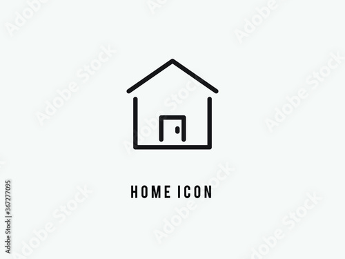 Flat Design Vector Home Icon, Black and White Shape Circle Button. House Symbol Vector Illustration. Isolated Stay Home Sign. Business Element.