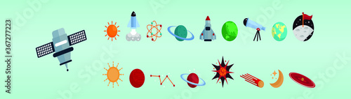 astronomy icon set. isolated on tosca background